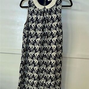 Cat Sleeveless Navy Pattern White Print Shift Dress Kitty Anthropologie